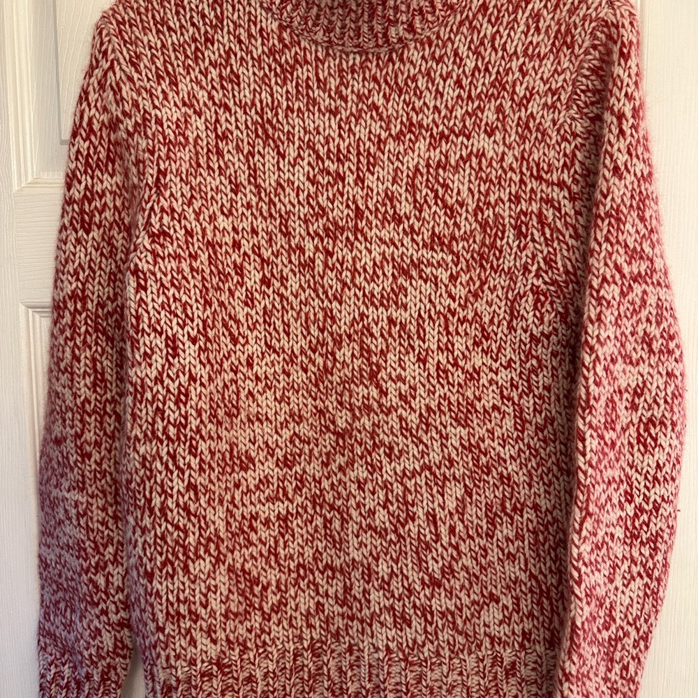 Eddie Bauer Red and Cream Knit Sweater with hat